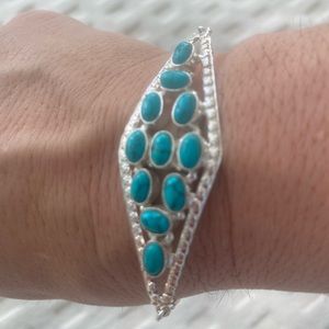 Sterling silver turquoise bracelet with adjustable chain